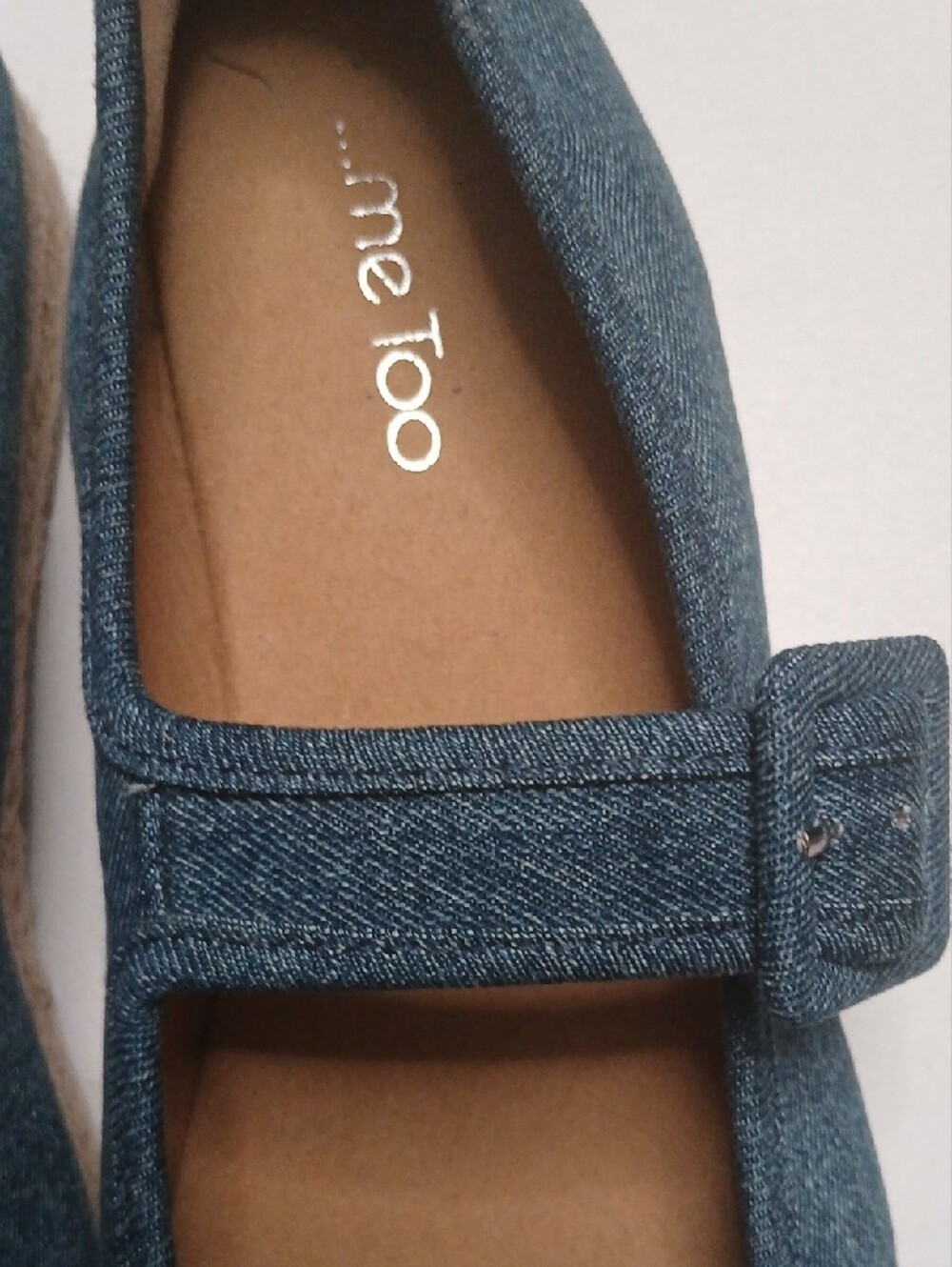 me too Denim Mary Jane Espadrille in Blue with Braided Rope Platform - Picture 3 of 7